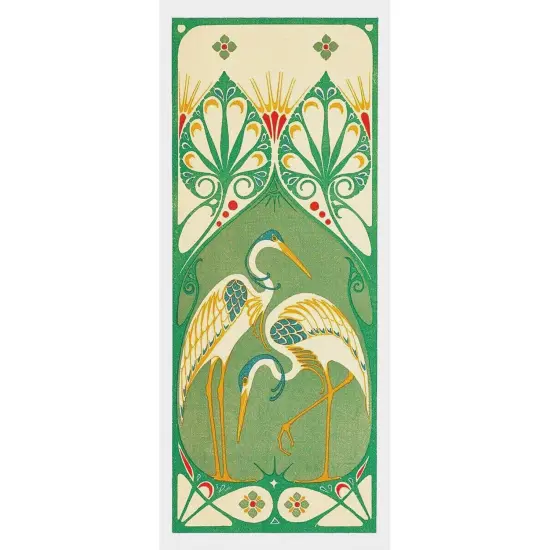 Art Nouveau Two Cranes Bird Design Counted Cross Stitch Pattern {2}
