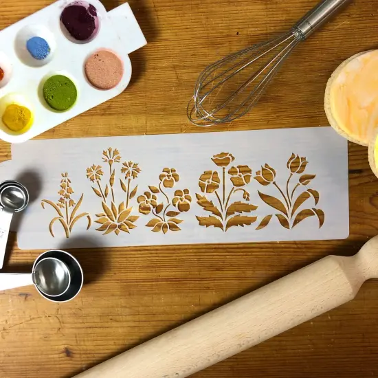 Spring Garden Cake Stencil Side | C223 by Designer Stencils | Cake Decorating Tools | {4}