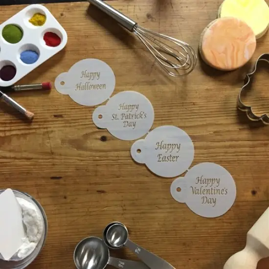 Celebration Cookie & Cupcake Stencils: Happy Halloween, Happy Easter, Happy Valentine's Day, Happy St Patrick's Day | C137 by Designer Stencils | {3}