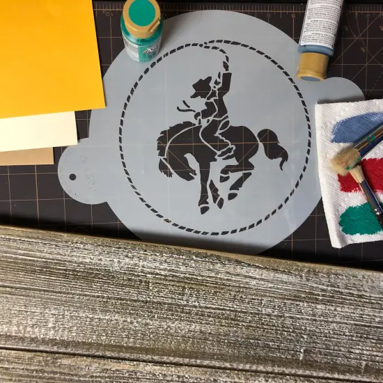 Cowboy Cake Stencil Top | C268 by Designer Stencils | Cake Decorating Tools | Baking Stencils for Royal Icing, Airbrush, Dusting Powder | Reusable Plastic Food Grade Stencil for Cakes | Easy to Use & Clean Cake Stencil {3}