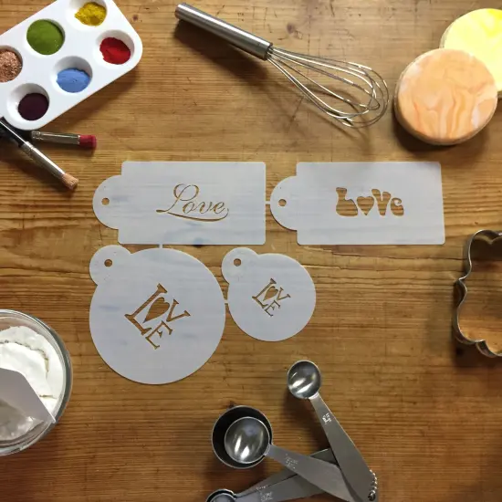 Love Cookie & Cupcake Stencil | C256 by Designer Stencils | Cookie Decorating Tools | Baking Stencils for Royal Icing, Airbrush, Dusting Powder | Reusable Plastic Food Grade Stencil for Cookies | Easy to Use & Clean Cookie Stencil {5}