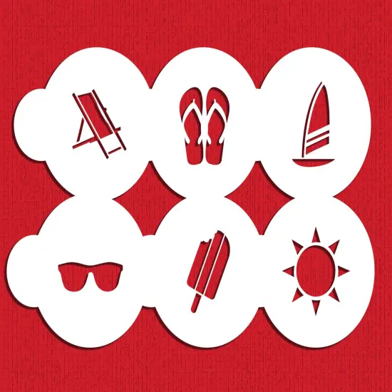 Summer Season Cookie & Cupcake Top Stencil Set | C1035 by Designer Stencils | Cookie Stencils for Royal Icing, Airbrush, Dusting Powder | {3}