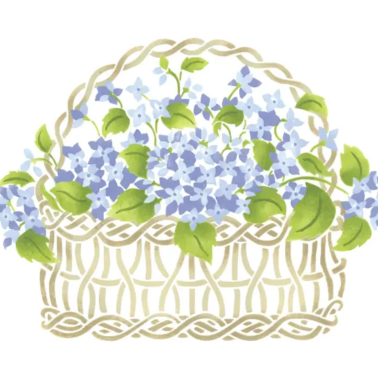 Small Hydrangea Basket Wall Stencil | 2389 by Designer Stencils | Floral Stencils | Reusable Art Craft Stencils for Painting on Walls, Canvas, Wood | Reusable Plastic Paint Stencil for Home Makeover | Easy to Use & Clean Art Stencil {2}