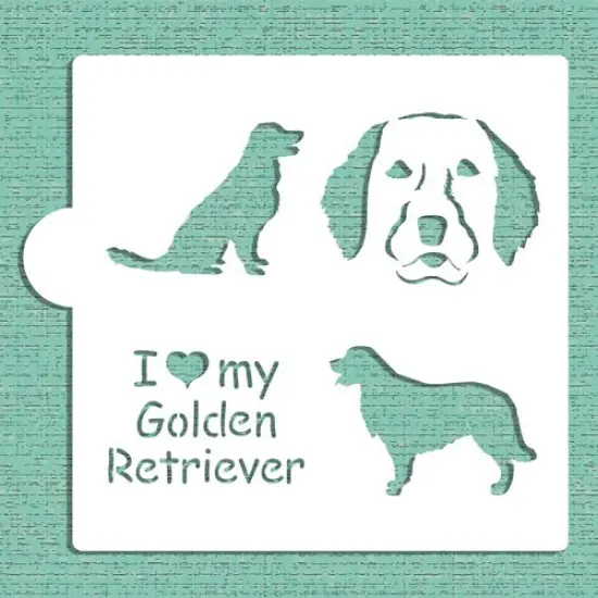 I Love My Golden Cookie & Craft Stencil | CM018 by Designer Stencils | Cookie Decorating Tools | Baking Stencils for Royal Icing, Airbrush, Dusting Powder | Craft Stencils for Canvas, Paper, Wood | Reusable Food Grade Stencil {1}