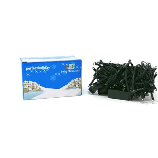 Perfect Holiday 100 LED 32ft Green Wire String Fairy Christmas Light White {4}