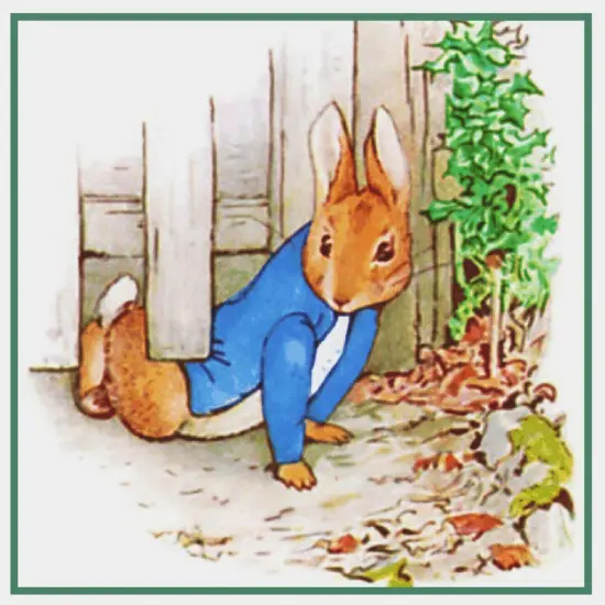 Beatrix Potter Peter Rabbit Crawls Under Fence Counted Cross Stitch Pattern {2}