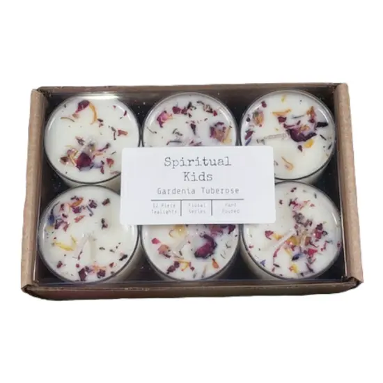 Gardenia Tuberose Soy Wax Tealights 12 Count Hand Poured with Fragrant/Essential Oils & Dried Flowers | Christmas Gift | Wedding Favors | {1}