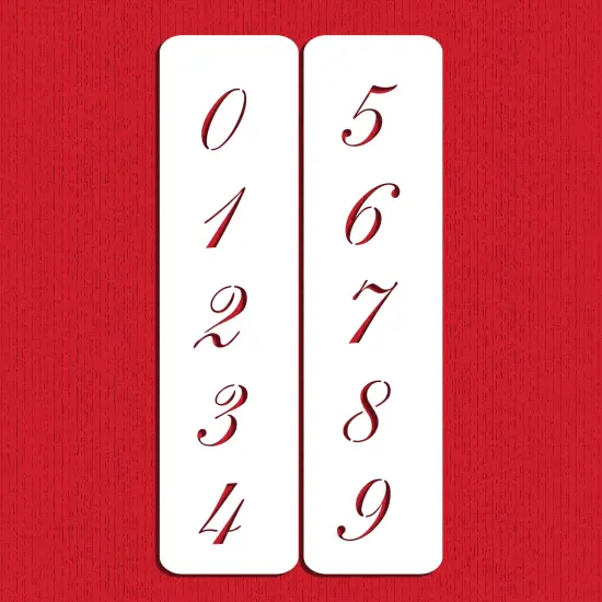 1.75-Inch Script Numbers Cake Stencils | C142 by Designer Stencils | Cake Decorating Tools | Baking Stencils for Royal Icing, Airbrush, Dusting Powder | Reusable Plastic Food Grade Stencil for Cakes | Easy to Use & Clean Cake Stencil {1}