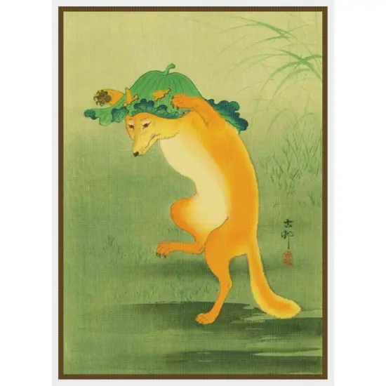 The Dancing Fox Ohara Koson Shoson Counted Cross Stitch Chart Pattern {2}