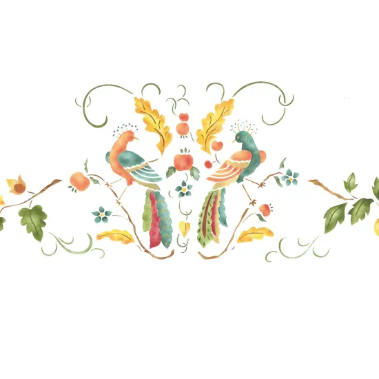 French Birds Wall Stencil Border | 1871 by Designer Stencils | Animal & Nature Stencils | Reusable Art Craft Stencils for Painting on Walls, Canvas, Wood | Reusable Plastic Paint Stencil for Home Makeover | Easy to Use & Clean Art Stencil {3}