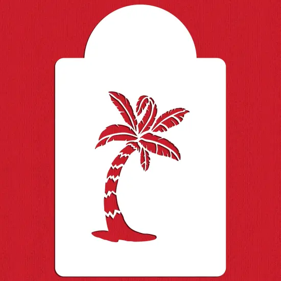 Palm Tree Cake Stencil | C314 by Designer Stencils | Cake Decorating Tools | Baking Stencils for Royal Icing, Airbrush, Dusting Powder | Reusable Plastic Food Grade Stencil for Cakes | Easy to Use & Clean Cake Stencil {1}