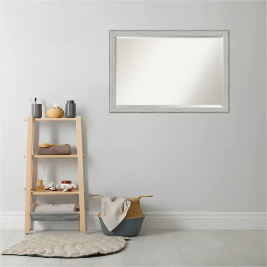 Beveled Wood Bathroom Wall Mirror, Bel Volto Silver Frame {4}