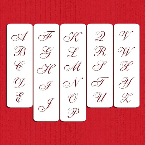 2.25-Inch Large Script Cake Stencil | C111 by Designer Stencils | Cake Decorating Tools | Baking Stencils for Royal Icing, Airbrush, Dusting Powder | Reusable Plastic Food Grade Stencil for Cakes | Easy to Use & Clean Cake Stencil {1}