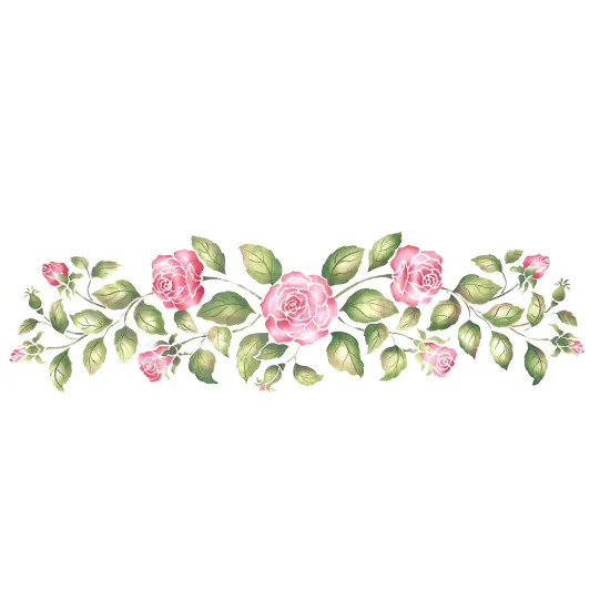Small Rose Wall Stencil Border | 2415 by Designer Stencils | Floral Stencils | Reusable Art Craft Stencils for Painting on Walls, Canvas, Wood | Reusable Plastic Paint Stencil for Home Makeover | Easy to Use & Clean Art Stencil {1}
