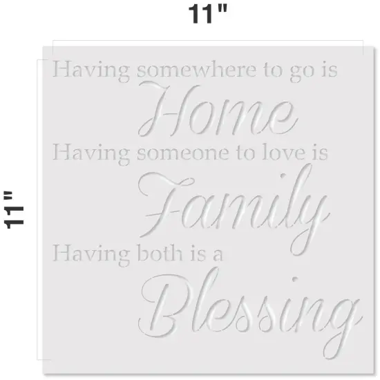Home, Family, Blessing Embossing 12 x 12 Stencil | FS089 by Designer Stencils | Word & Phrase Stencils | Reusable Stencils for Painting on Wood, Wall, Tile, Canvas, Paper, Fabric, Furniture, Floor | Reusable Stencil for Home Makeover {2}