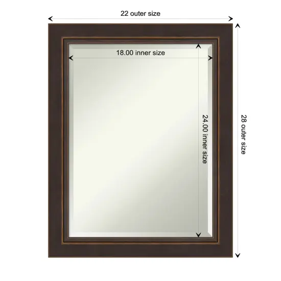 Beveled Wood Bathroom Wall Mirror, Lara Bronze Frame {1}