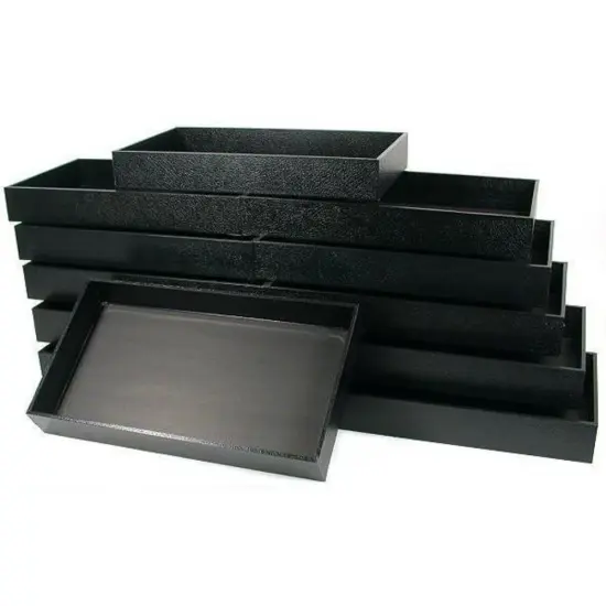 12 Black Leather Jewelry Showcase Displays Travel Trays {1}