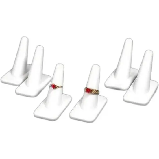 6White Rubber Ring Finger Jewelry Holder Showcase Display Stands {1}
