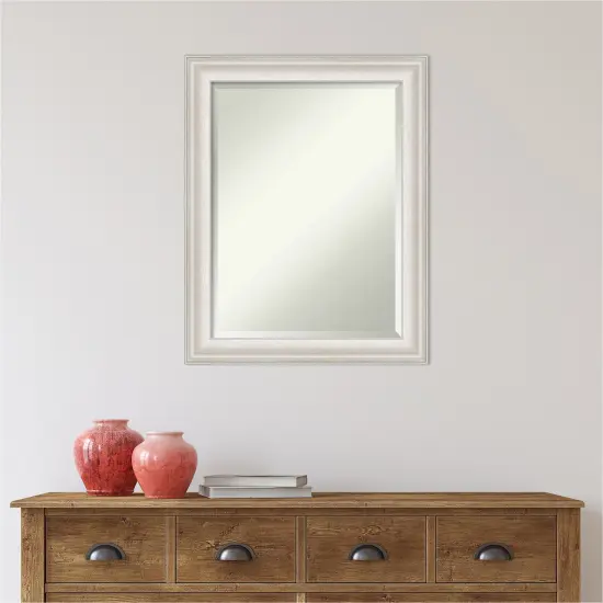 Beveled Bathroom Wall Mirror, Trio White Wash Silver Frame {5}