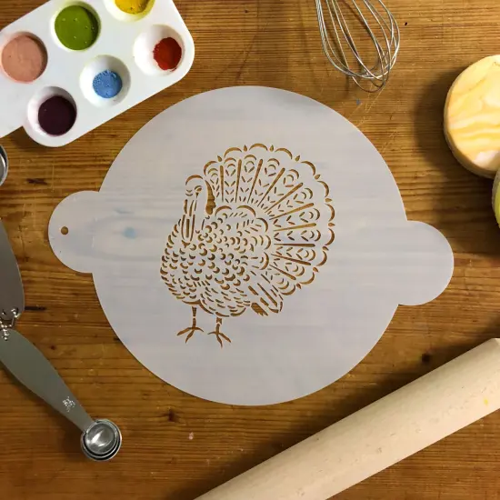 Feathered Turkey Cake & Pie Stencil | C1044 by Designer Stencils | Cake Decorating Tools | Baking Stencils for Royal Icing, Airbrush, Dusting Powder | Reusable Plastic Food Grade Stencil for Cakes | Easy to Use & Clean Cake Stencil {3}