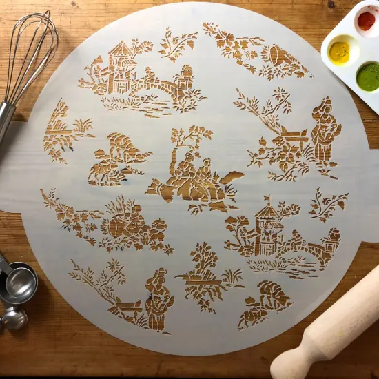 Large French Toile Cake Stencil | C159 by Designer Stencils | Cake Decorating Tools | Baking Stencils for Royal Icing, Airbrush, Dusting Powder | Reusable Plastic Food Grade Stencil for Cakes | Easy to Use & Clean Cake Stencil {2}