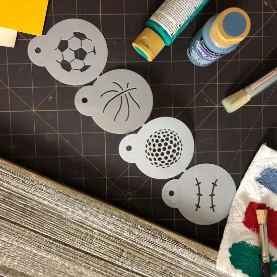 Small Sports Ball Cookie Stencils: Basketball, Golf, Soccer, Baseball | C219 by Designer Stencils | {5}