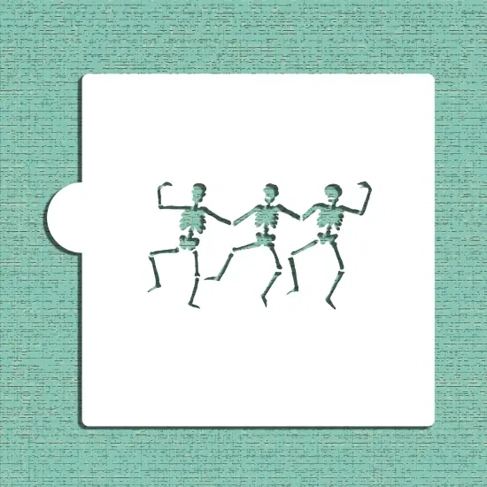 Dancing Skeletons Cookie and Craft Stencil | CM179 by Designer Stencils | Cookie Decorating Tools | Baking Stencils for Royal Icing, Airbrush, Dusting Powder | Craft Stencils for Canvas, Paper, Wood | Reusable Food Grade Stencil {1}