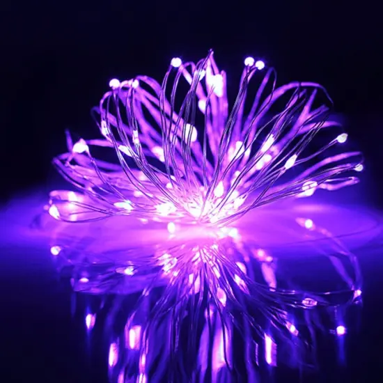 Perfect Holiday 100 LED Silver Copper Fairy Light Plug in OEM Purple {1}