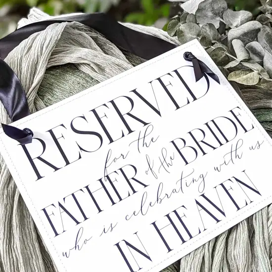Ritzy Rose Father of the Bride Memorial Sign - Black on 11x8in White Linen Cardstock with Black Ribbon {5}