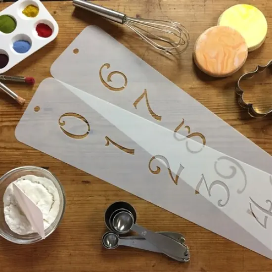 2.25-Inch Contemporary Numbers Cake Stencils | C140 by Designer Stencils | Cake Decorating Tools | Baking Stencils for Royal Icing, Airbrush, Dusting Powder | Reusable Plastic Food Grade Stencil for Cakes | Easy to Use & Clean Cake Stencil {3}