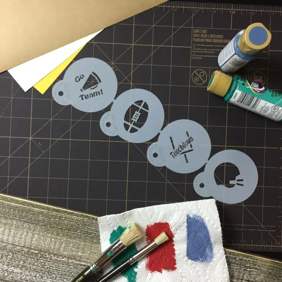 Small Football Candy Stencils | C254 by Designer Stencils | Cookie Decorating Tools | Baking Stencils for Royal Icing, Airbrush, Dusting Powder | Reusable Plastic Food Grade Stencil for Cookies | Easy to Use & Clean Cookie Stencil {5}