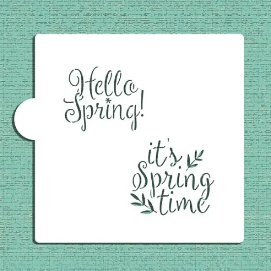 Hello Spring! and It's Springtime Cookie & Craft Stencil | CM093 by Designer Stencils | Cookie Decorating Tools | Baking Stencils for Royal Icing, Airbrush, Dusting Powder | Craft Stencils for Canvas, Paper, Wood | Reusable Food Grade Stencil {6}