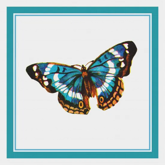 Colorful Sky Blue Tan and Black Butterfly Counted Cross Stitch Pattern {2}