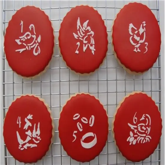 Small Twelve Days of Christmas Cookie & Cupcake Stencils | C200 by Designer Stencils | Cookie Decorating Tools | Baking Stencils for Royal Icing, Airbrush | Reusable Plastic Food Grade Stencil for Cookies | Easy to Use & Clean Cookie Stencil {3}