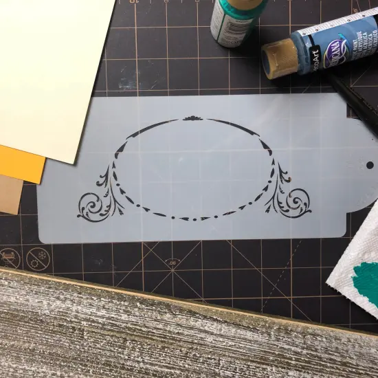 Monogram Oval Crest Cake Stencil | C338 by Designer Stencils | Cake Decorating Tools | Baking Stencils for Royal Icing, Airbrush, Dusting Powder | Reusable Plastic Food Grade Stencil for Cakes | Easy to Use & Clean Cake Stencil {3}