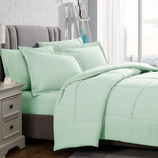American Home Collection Down Alternative Comforter Set Extra Warm and Soft Mint {2}