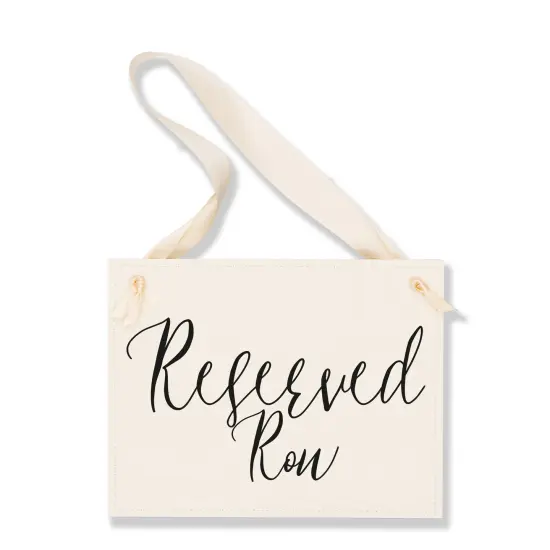 Ritzy Rose Reserved Row Sign - Black on 11x8in Ivory Linen Cardstock with Ivory Ribbon {1}