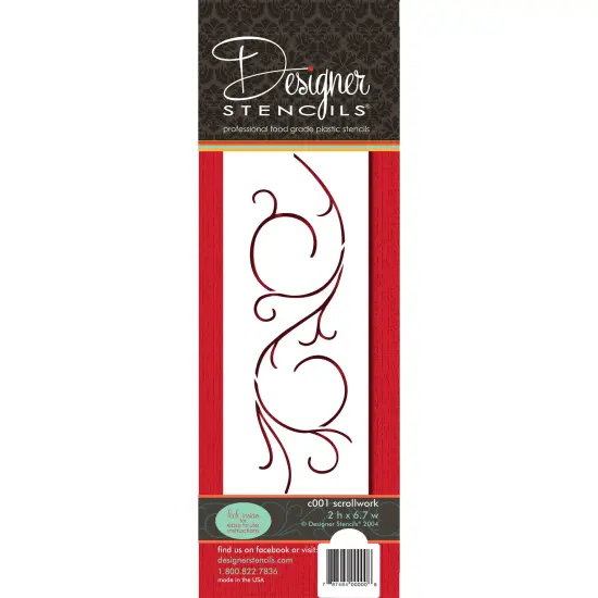 Scrollwork Cake Stencil | C001 by Designer Stencils | Cake Decorating Tools | Baking Stencils for Royal Icing Cakes, Airbrush Cakes, Dusting Powder Cakes | Reusable Plastic Food Grade Stencil for Cakes & Cookies | Easy to Use & Clean {5}