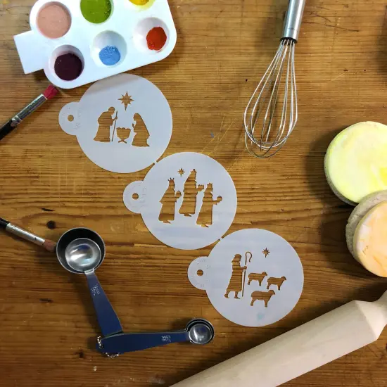 Nativity, Wisemen and Shepherd Cookie Stencil Set | C1012 by Designer Stencils | Cookie Decorating Tools | Baking Stencils for Royal Icing, Airbrush, Dusting Powder | Reusable Plastic Food Grade Stencil for Cookies | Easy to Use & Clean {5}