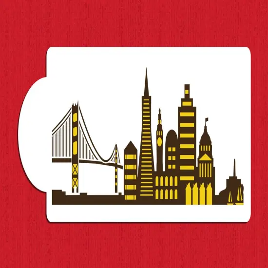 San Francisco Detailed Skyline Cake Stencil Side | C1004 by Designer Stencils | Cake Decorating Tools | {2}