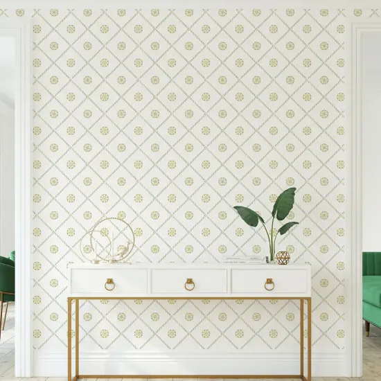 Rosette Grid Wallpaper Wall Stencil | 2458 by Designer Stencils | Pattern Stencils | Reusable Stencils for Painting | Safe & Reusable Template for Wall Decor | Try This Stencil Instead of a Wallpaper | Easy to Use & Clean Art Stencil Pattern {2}