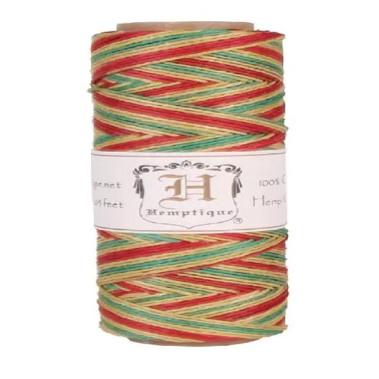 Hemptique 0.5mm #10 Variegated Hemp Cord Spools Eco Friendly Sustainable Naturally Grown Jewelry Bracelet Making Paper Crafting Scrapbooking Bookbinding Mixed Media Crocheting Macrame Seasonal Holiday Gift Wrapping Outdoor Gardening Rasta {1}