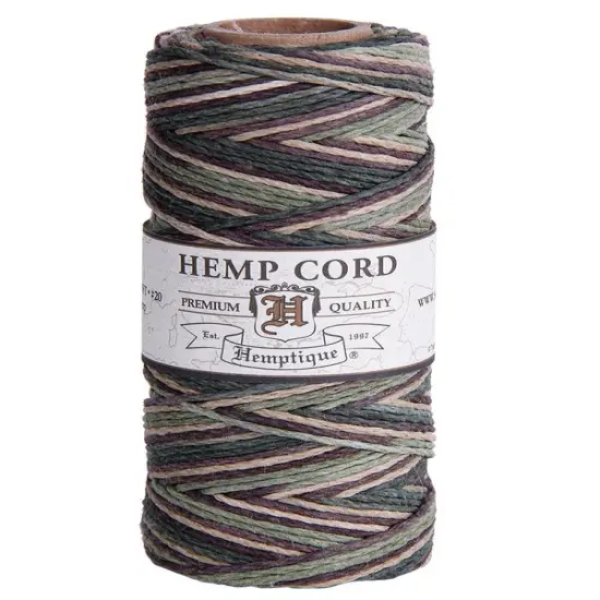 Hemptique 1mm #20 Variegated Hemp Cord Spools Eco Friendly Sustainable Naturally Grown Jewelry Bracelet Making Paper Crafting Scrapbooking Bookbinding Mixed Media Crocheting Macrame Seasonal Holiday Gift Wrapping Outdoor Gardening Camo {1}