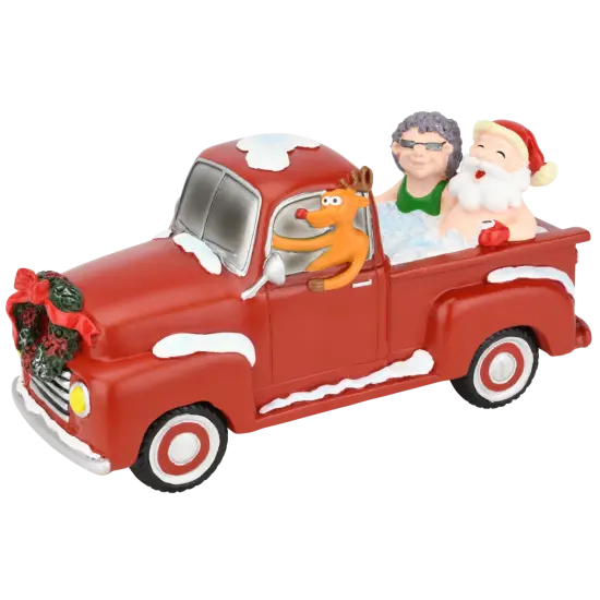 Santa and Mrs. Claus Partying Pickup Truck 'Hillbilly' Hot Tub 8" Decoration Figurine {1}