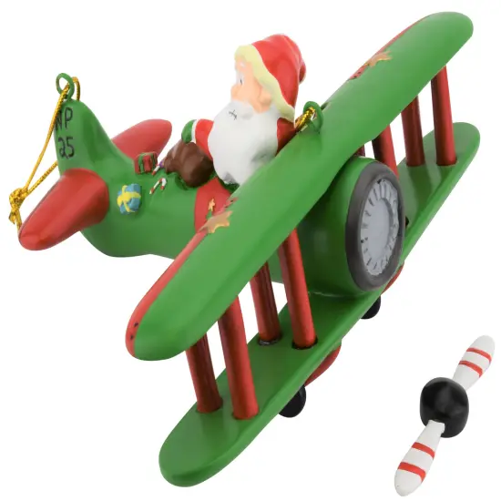 Large 6" Funny Aviator Santa Flying Plane Losing Presents Ornament {6}
