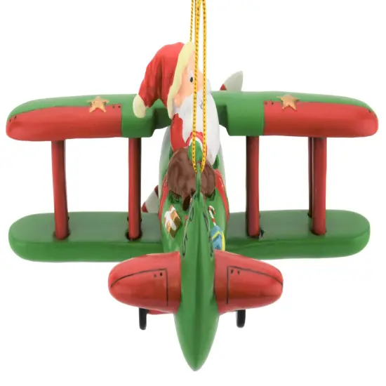 Large 6" Funny Aviator Santa Flying Plane Losing Presents Ornament {4}