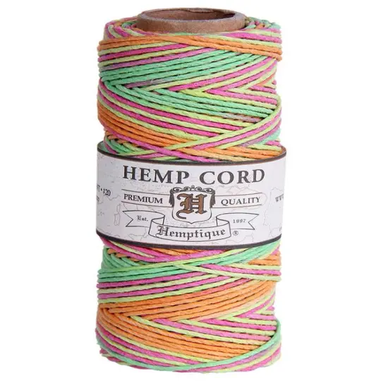 Hemptique 1mm #20 Variegated Hemp Cord Spools Eco Friendly Sustainable Naturally Grown Jewelry Bracelet Making Paper Crafting Scrapbooking Bookbinding Mixed Media Crocheting Macrame Seasonal Holiday Gift Wrapping Outdoor Gardening Neon {1}
