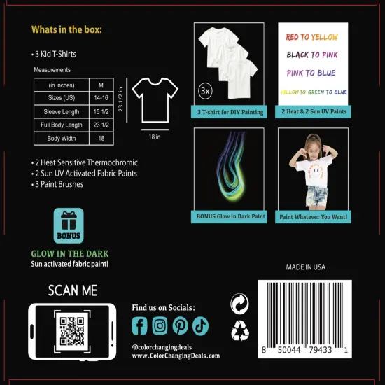Color Changing DIY Magic T-Shirts Kit Temperature & Sun Activated Fabric Paints {4}