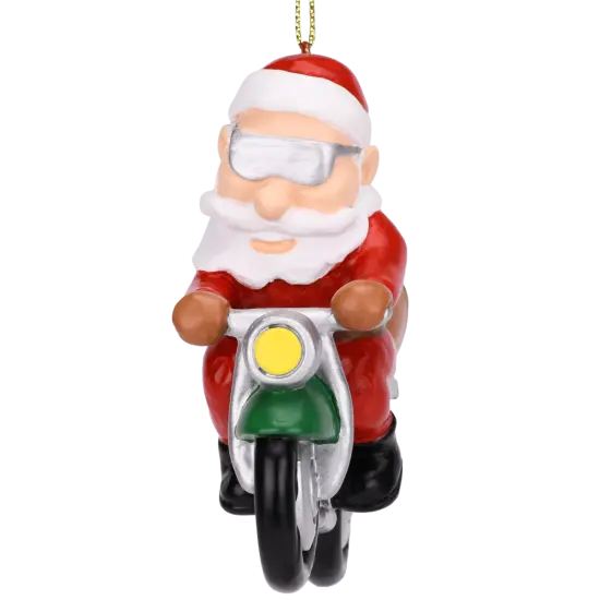 Biker Santa Claus Motorcycle Christmas Tree Ornament {2}