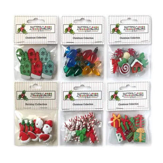 Buttons Galore 50+ Assorted Christmas Buttons for Sewing & Crafts - Set of 6 Button Packs - Christmas Set 2 {1}